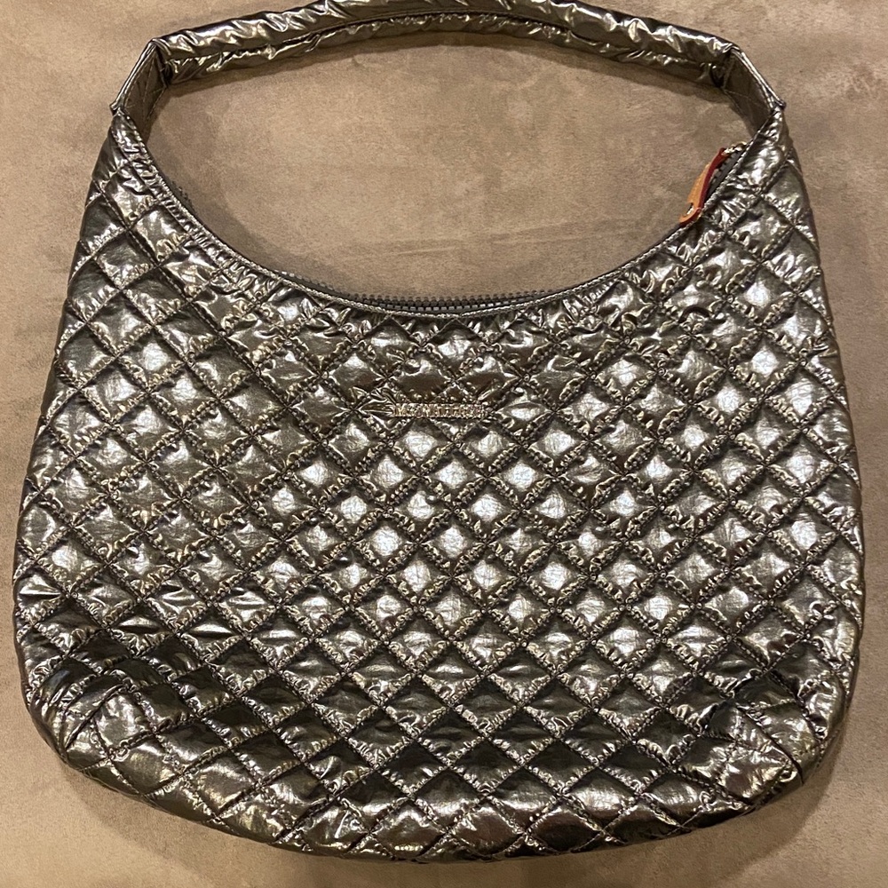 MZ Wallace Silver Quilted Shoulder Bag